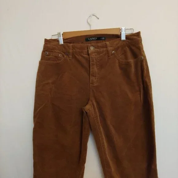 Lauren Ralph Lauren Brown Corduroy Straight Leg Heritage Old Money Pants 8 - Picture 4 of 11